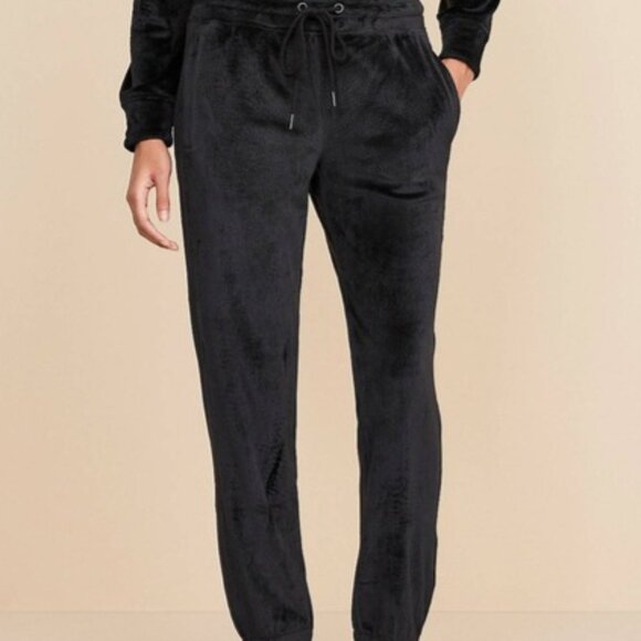 Lou & Grey LOFT | Black Velour Velvet Comfy Straight Leg Joggers Leisure Pants X - Picture 1 of 9